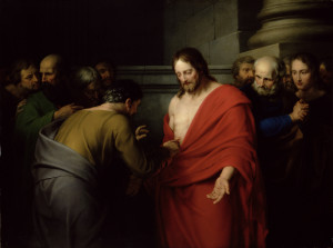 Jesus back, painting, живопись, иисус воскрес, фома неверующий, красная мантия, рана, христос, апостолы, 5228x3898